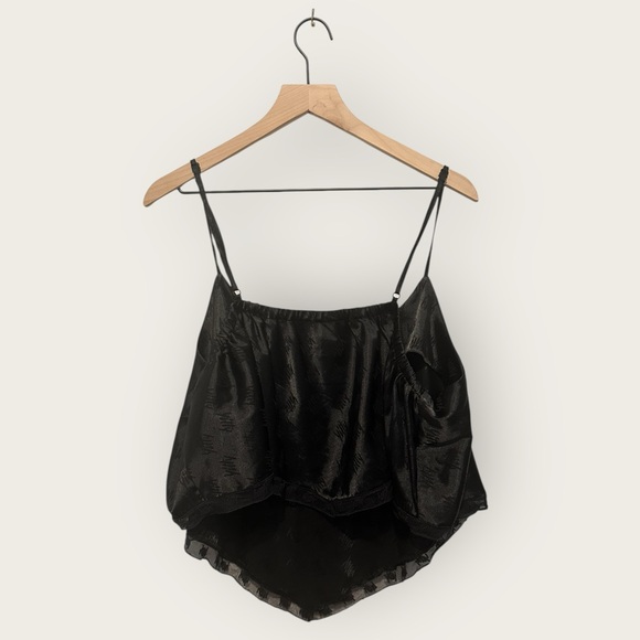 Yitty by Fabletics Black Satin 3X Cropped Triangle Camisole Sleep Tank Top - Picture 4 of 4